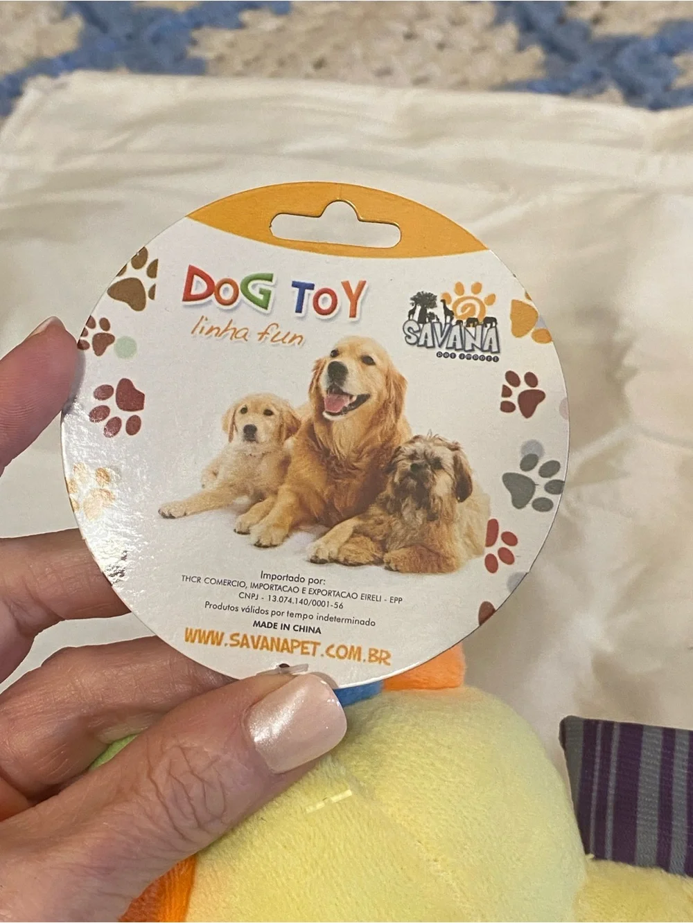 Savana Plush Cow Ring Squeaky Crinkle Interactive Dog Toy  New